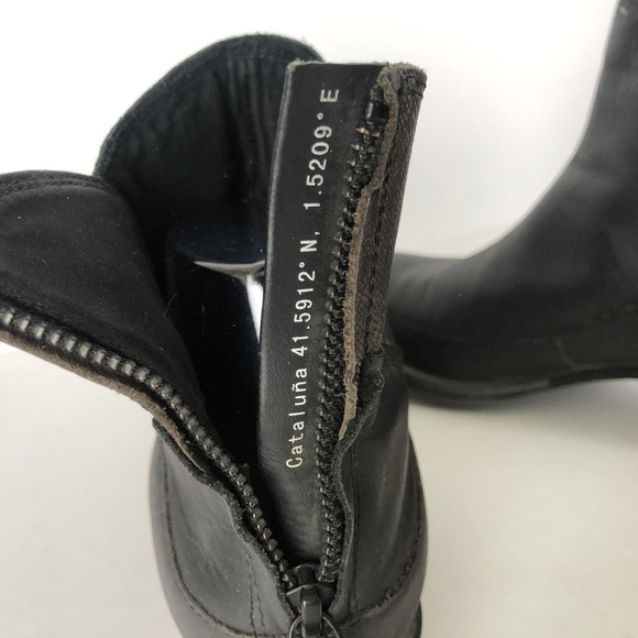 CHACO Fossil Ankle Boots Women’s 7.5 Black Leather Tassel Back Zip Stacked Heel - Picture 13 of 16